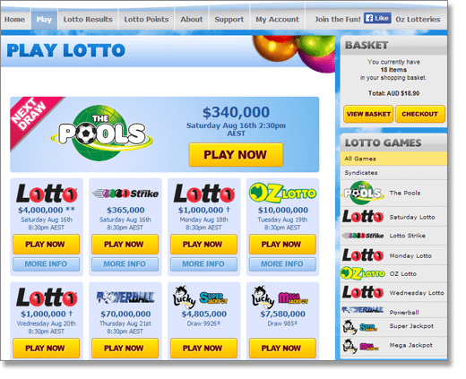 Play OzLotteries online